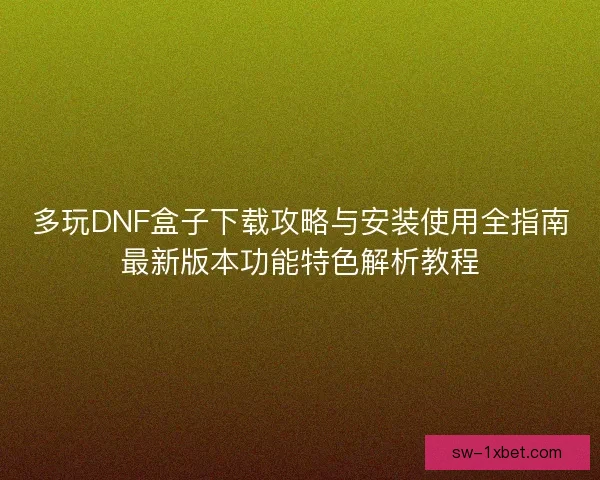 多玩DNF盒子下载攻略与安装使用全指南最新版本功能特色解析教程